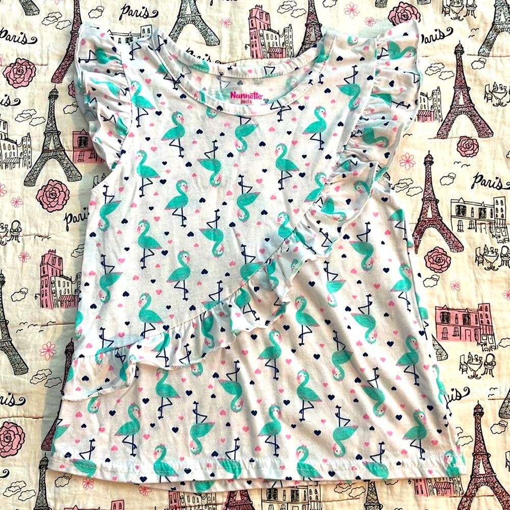 Girls 6X Short Sleeve Flamingo Tee